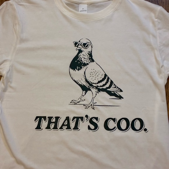 NWT Clever ‘That's Coo’ Graphic Tee - Cream with Green Print - Picture 2 of 3